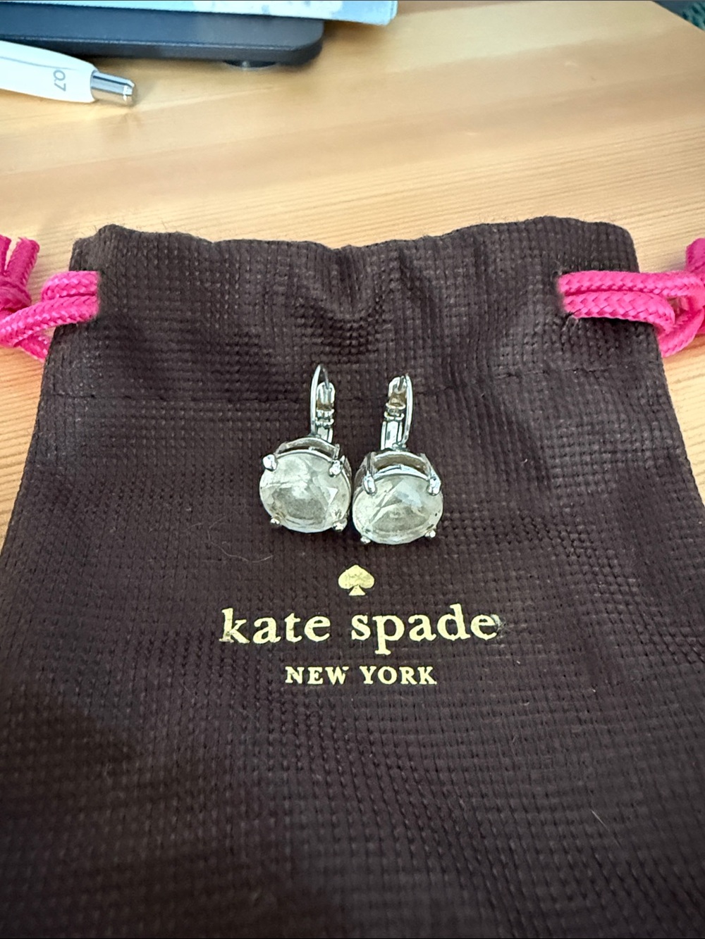kate spade Silver-Tone Clear Crystal Lever-Back Earrings for Kids